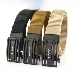 Boucle en alliage de zinc et ceinture en nylon en noir, vert olive et beige naturel