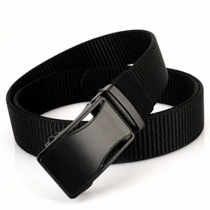 Men's Nylon Belt With Automatic Alloy Buckle Outdoor Casual Tactical Woven Canvas Waistband For Jeans Trousers Men Jewelry