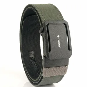 Cinturón Táctico Hombre Nailon Hebilla Automática Aleación Zinc Ajustable Doble Capa para Senderismo Aire Libre