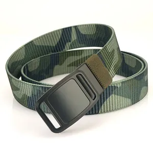 Tactical nylon belt with camouflage pattern and black automatic alloy buckle for outdoor sports