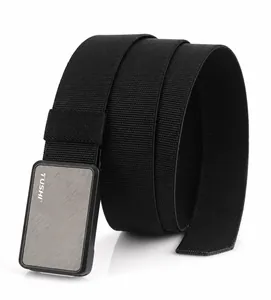 Detail of 3.8cm nylon tactical belt showing the brushed metal buckle with TUSHI logo