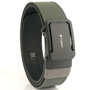 Cinturón táctico de nailon verde oliva para hombre con hebilla automática negra para outdoor