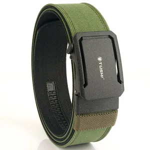 Cinturón táctico exterior para hombre en nailon verde militar con hebilla de cierre rápido