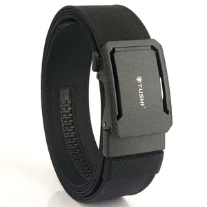 Cinturón táctico de nailon grueso para hombre con hebilla automática negro mate