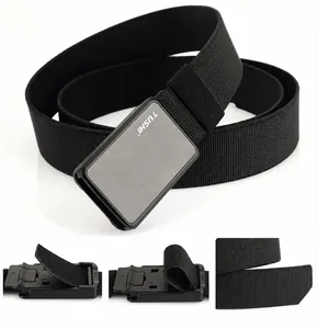 Detail view of tactical nylon belt with heavy-duty alloy buckle and ergonomic curves