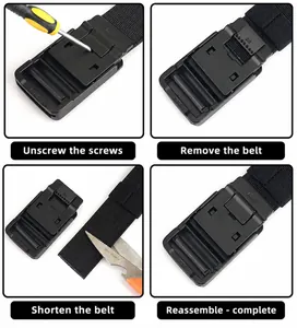 Step-by-step guide showing how to adjust and trim the nylon tactical belt length