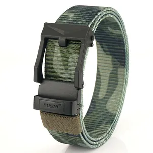 Men's tactical camouflage nylon belt with automatic sliding buckle for golf and outdoor