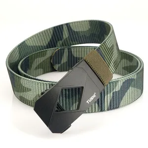 Ceinture nylon camouflage vert armée avec boucle automatique noire pour extérieur et loisirs