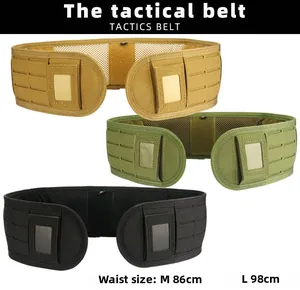 Detailed comparison of tactical molle waist belts in khaki, olive green, and black nylon