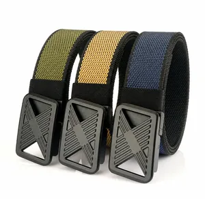 Nylon braided belts with alloy buckle in green, khaki, and navy blue outdoor style