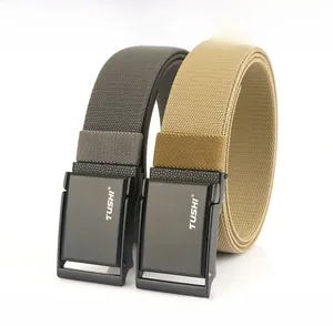 Zinc alloy buckle detail with nylon woven fabric strap for outdoor tactical belts