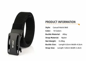 Detailansicht des Nylon-Gürtels mit Zinklegierungsschnalle und Materialspezifikationen