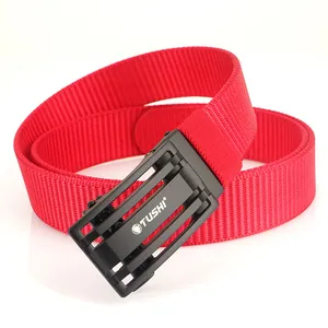Ceinture tactique en nylon rouge pour homme avec boucle automatique noire et toile