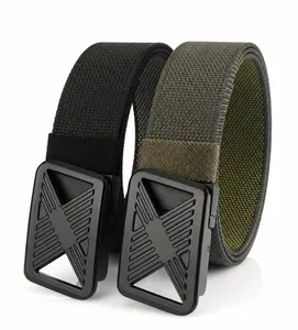 Close-up of double-sided nylon tactical belt with honeycomb texture and X-hollow buckle