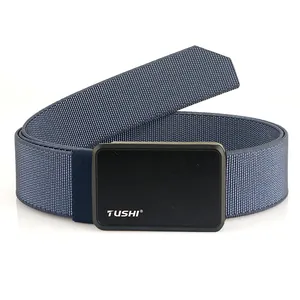 Navy blue nylon tactical belt with a black quick-release alloy buckle for outdoor training