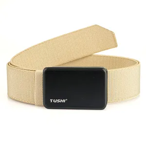 Tactical nylon belt in khaki with a sleek black aluminum quick-release buckle
