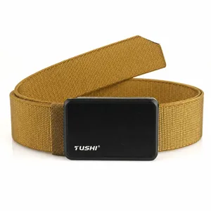 Tactical nylon training belt in khaki with heavy duty black metal quick release buckle