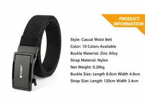 Specifiche dettagliate della cintura in nylon resistente con fibbia in lega di zinco