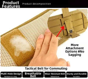Tactical Molle belt detail showing khaki breathable mesh and durable mounting points