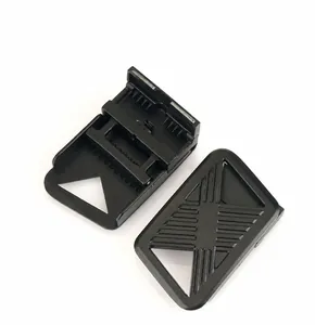 Detail shot of matte black zinc alloy quick release buckle with anti-slip texture