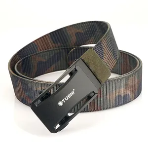 Herren-Taktikgürtel aus Nylon in Camouflage mit schwarzer Metallschnalle und Logo