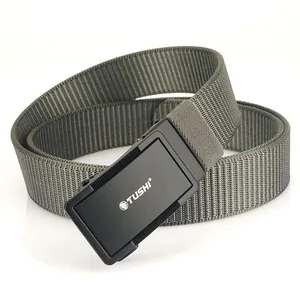 Cintura tattica da uomo in nylon grigio con fibbia automatica TUSHI nera per outdoor