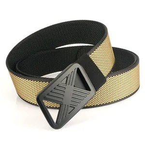 Men's nylon quick-dry tactical belt with black matte buckle and woven honeycomb pattern