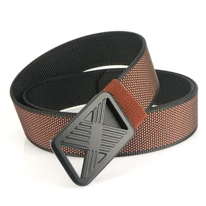 Men's outdoor casual nylon belt with two-tone woven texture and black matte buckle