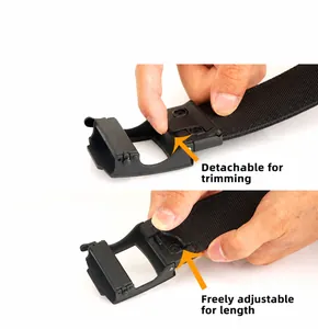 Detail van verstelbare zinklegering automatische gesp met krasbestendige nylon riem