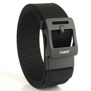 Men's 4.3cm tactical nylon woven belt with alloy automatic buckle in black finish