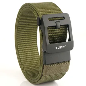 Tactical 4.3cm olive green nylon belt with matte black automatic alloy buckle