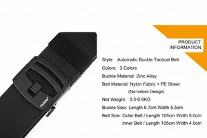 Détail de la ceinture tactique en nylon 5cm avec boucle en zinc et doublure réglable
