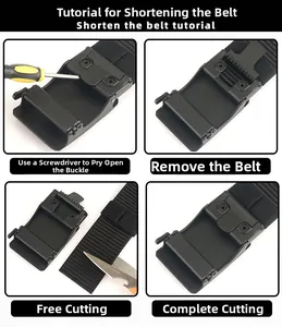 Tutoriel pour raccourcir la ceinture tactique en nylon noir avec boucle métallique