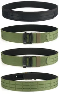 Detail view of TUSHI 5CM tactical nylon belt set with durable metal buckle and MOLLE webbing