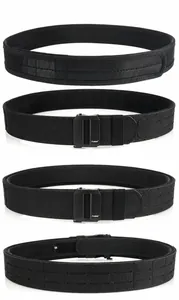 Macro detail of heavy duty 5cm double-layer nylon tactical belt with quick release buckle