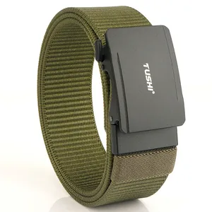 Ceinture tactique en nylon vert olive avec boucle automatique noire et texture tissée
