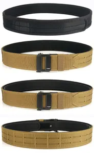 Detailed close-up of tactical nylon belt with MOLLE webbing and quick-release buckle
