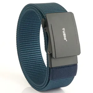 Ceinture tactique en nylon pour homme avec boucle automatique en tissu bleu canard