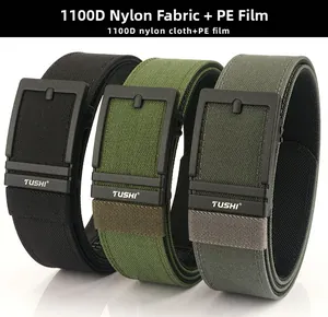 Three colors of 1100D nylon tactical belts with buckle and PE reinforcement