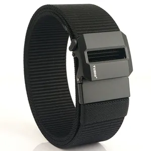 Men Tactical Nylon Webbing Wide Heavy Duty Adjustable Outdoor Military Waist Belt Zinc Alloy Automatic Buckle Casual Pants Belt