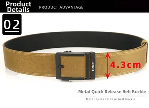 Detail of 4.3cm tactical nylon belt showing the black metal automatic buckle and weave texture