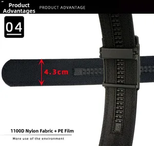 Macro detail of 4.3cm tactical belt showing 1100D nylon texture and PE film structure