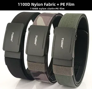 Dettaglio delle cinture tattiche in nylon 1100D in nero, mimetico e verde militare