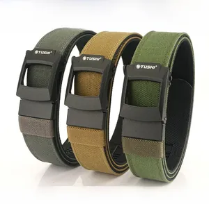 Three tactical nylon belts in green and khaki with zinc alloy automatic buckles