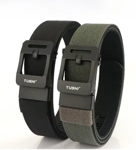Tactical nylon belt detail with matte black buckle and reinforced PE inner layer