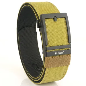 Tactical dual-layer nylon belt with matte black automatic buckle in army green finish