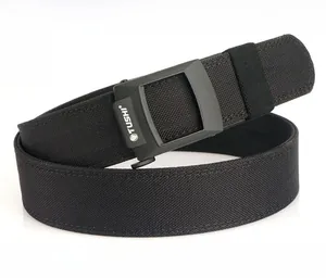 Detail of 3.8cm tactical nylon belt with zinc alloy quick release buckle and matte finish