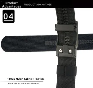 Detail of 1100D nylon tactical belt with reinforced PE film and durable weave texture