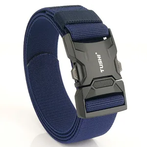 Tactical nylon belt with quick-release aluminum alloy buckle in dark blue and black