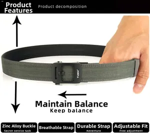 Detail view of military green tactical nylon belt showing the zinc alloy buckle and texture